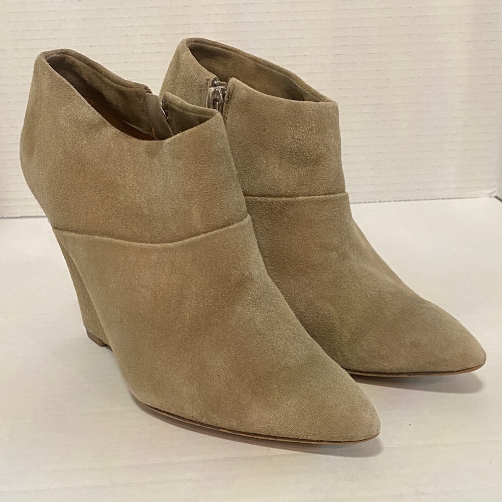 Coach Oakdale Bootie Slate suede/leather wedge booties size 5.5 - Picture 2 of 9